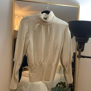 Express Cream Shimmer Turtleneck